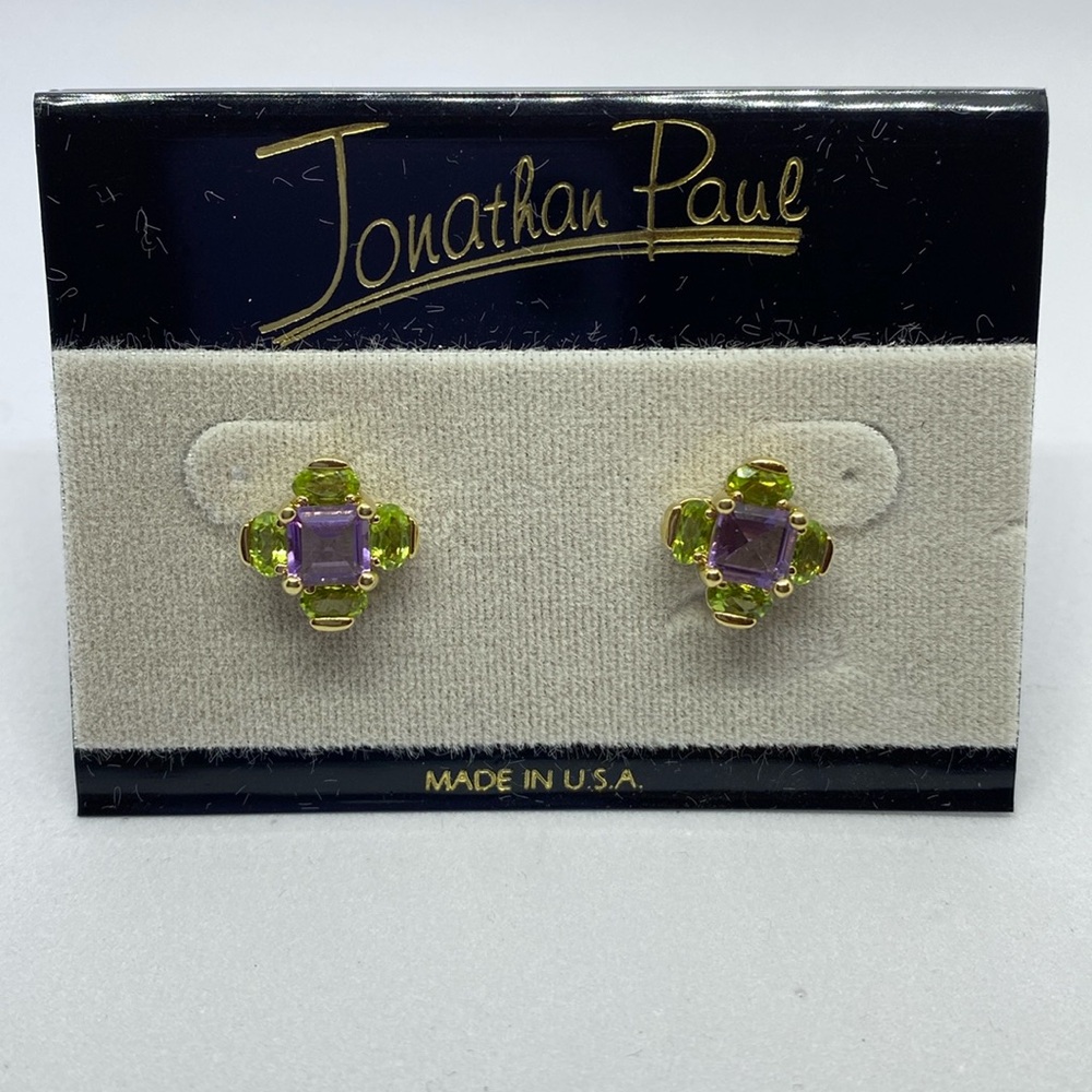 Gold tone CZ pierced earrings. NWT.